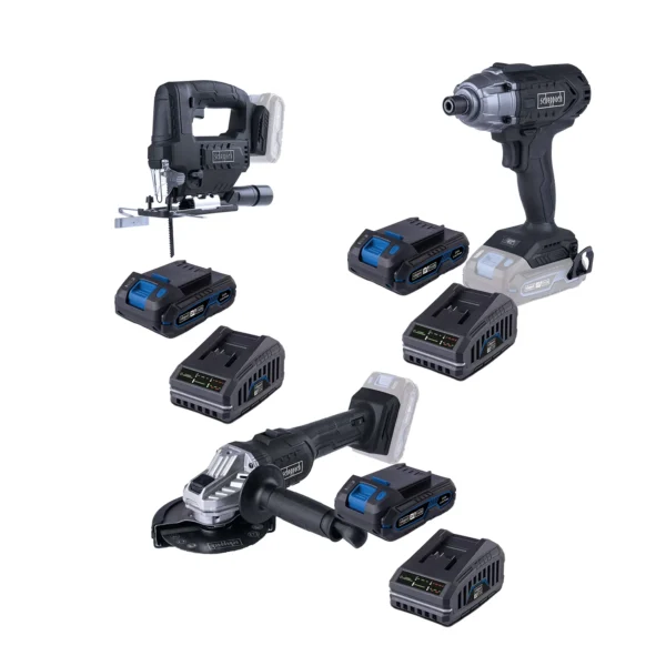 Scheppach ugaona brusilica, odvijač i ubodna pila Black Edition AKU SET 1